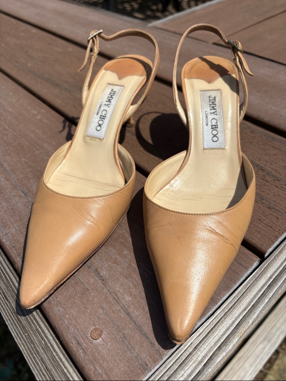 Jimmy Choo Tilly Leather Pointed-Toe Slingback Heels